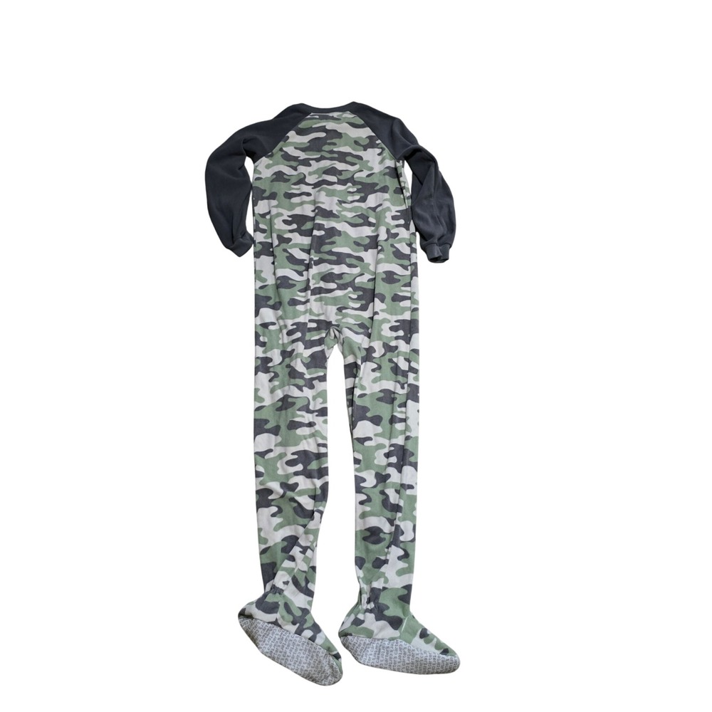 Carter's Camo Fleece Footed Pajamas Boys 12 Green Grey Camouflage Sleeper